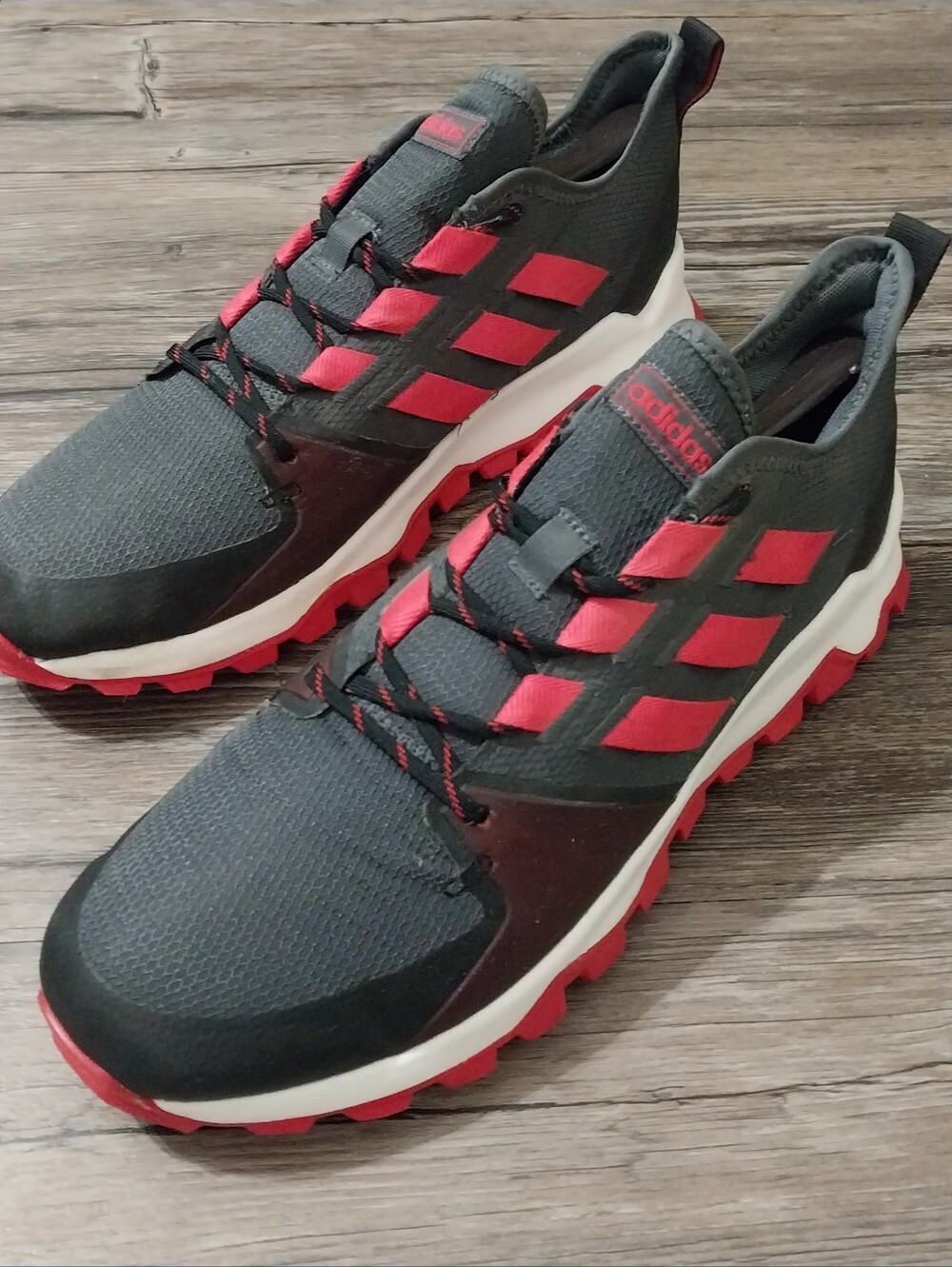 Adidas Trail Running Sneakers Mens Size 11 Red Gray Hiking Shoes